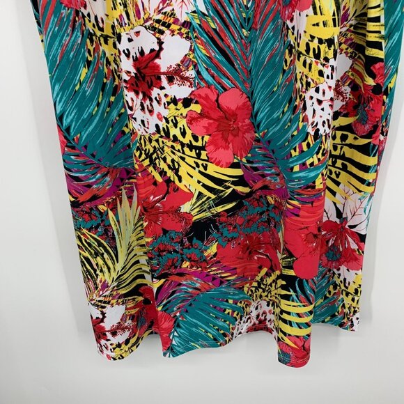 NY Collection Dress Floral Print Shift Necklace Jersey Stretch NWT - Picture 4 of 10